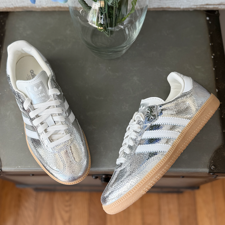 Samba OG Sneakers — Metallic Leather &amp; Cracked Effect