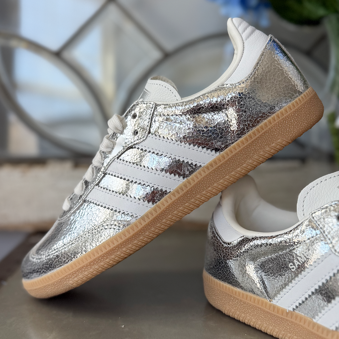 Samba OG Sneakers — Metallic Leather &amp; Cracked Effect
